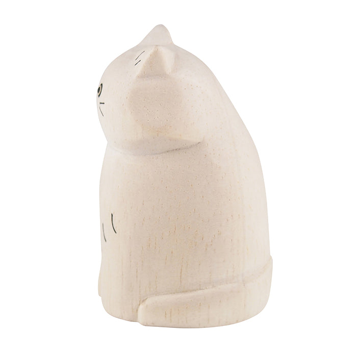 Holzfigur – Weißer langhaariger Katze