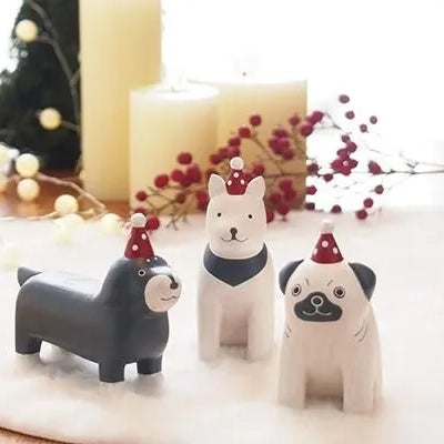 Holzfigur – Akita-Hund – Weihnachten Polepole
