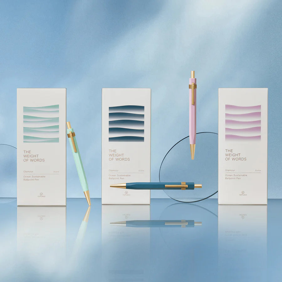 Stylo à bille Glamour Evolve ystudio, Ocean Sustainable, Mer indigo