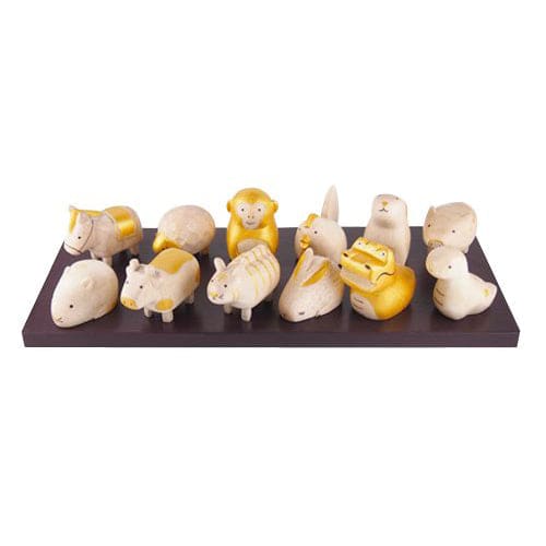 Figurines en bois - Set signes du zodiaque chinois - Or - FIGURINES EN BOIS