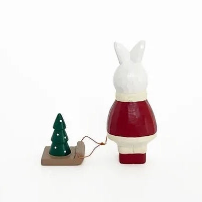 Figurine Lapin Père Noël en bois, T-LAB Polepole