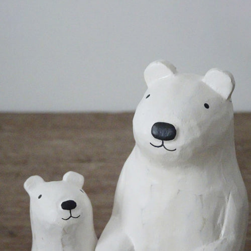 Figurine Ours polaire espiègle (enfant) en bois, T-LAB