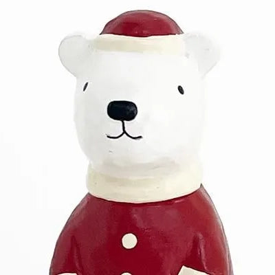 Figurine Ours polaire Père Noël avec cœur en bois, T-LAB