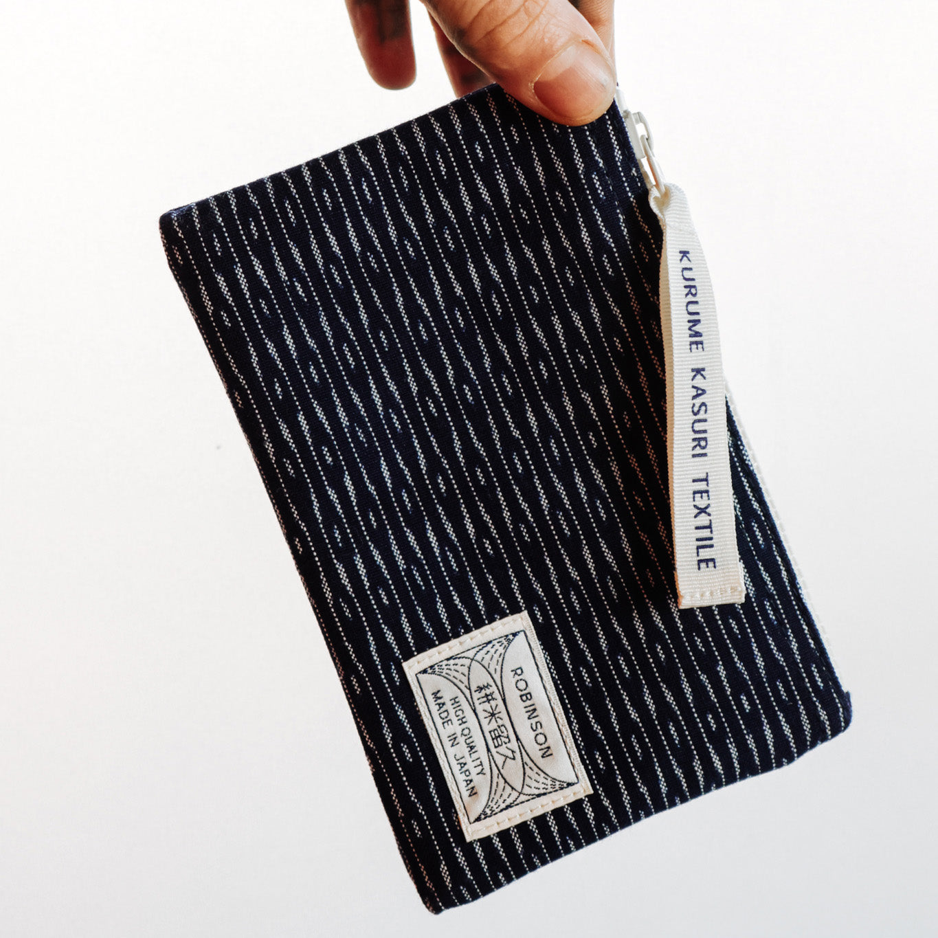 Pouch M Rippling Wave Navy/White · Okamoto Shoten