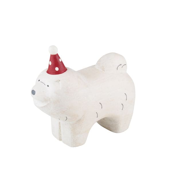 Figurine en bois - Chow chow avec chapeau de fête - FIGURINES EN BOIS