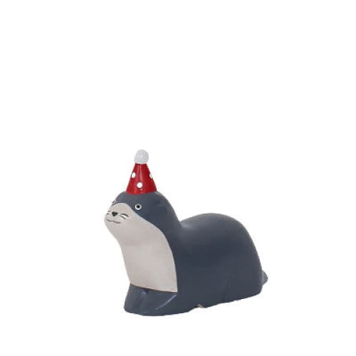 Figurine en bois - Loutre avec chapeau de fête - FIGURINES EN BOIS