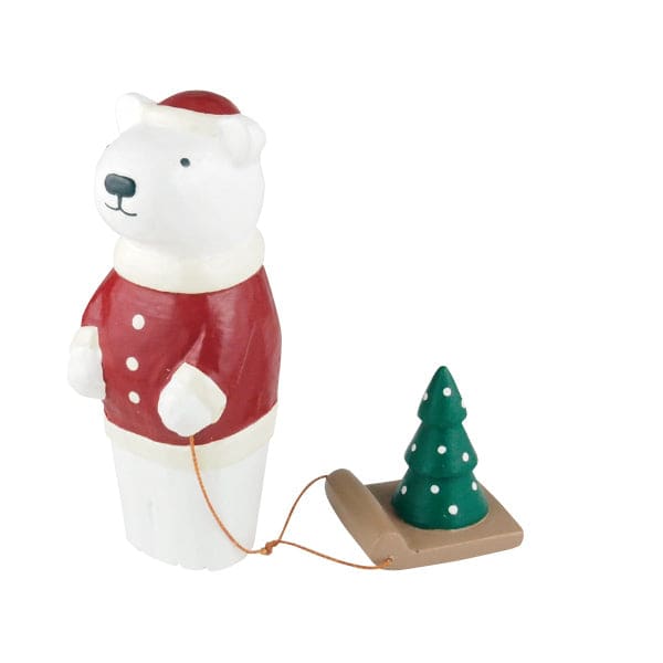 Figurine en Bois - Ours Polaire Noël - Sapin - FIGURINES EN BOIS