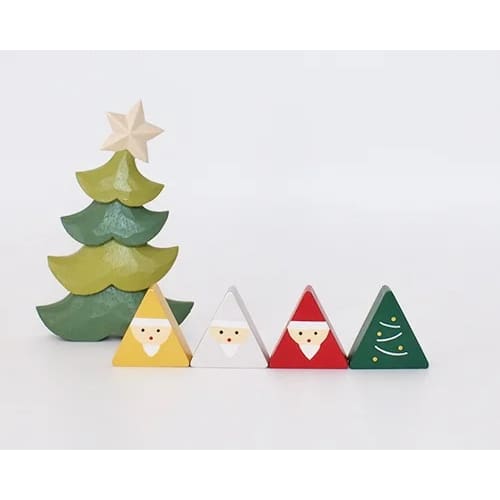 Figurine en Bois triangulaire - Père Noël - Argenté - FIGURINES EN BOIS