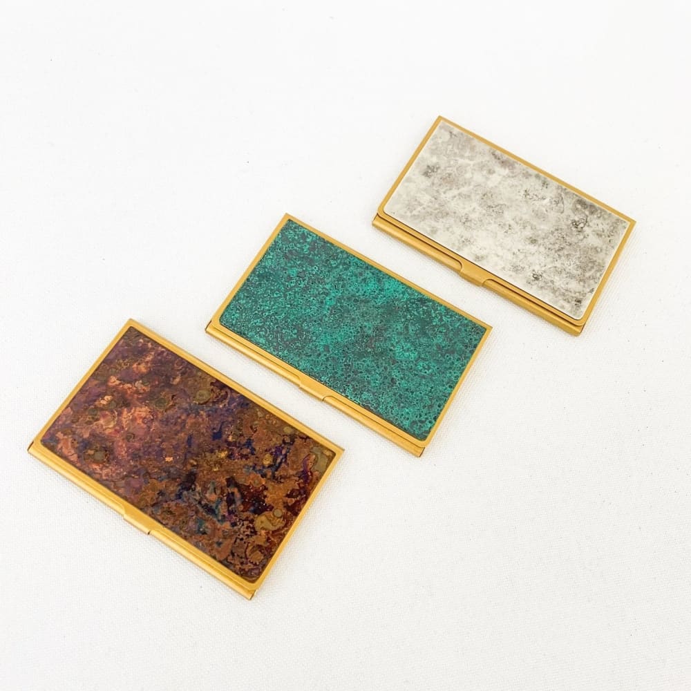 Porte Cartes de Visite en Laiton Corrodé - Hanmon Kujyaku - ACCESSOIRES DE BUREAU