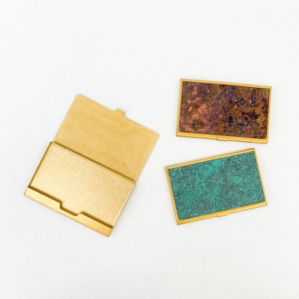 Porte Cartes de Visite en Laiton Corrodé - Hanmon Kujyaku - ACCESSOIRES DE BUREAU