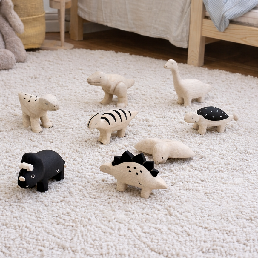 Holzfigur – Dinosaurier – Polepole (9er-Set)